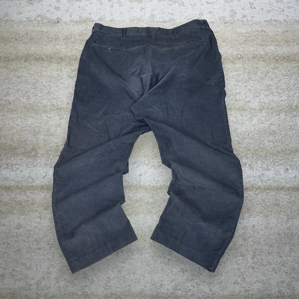 Vintage 90s Farah Corduroy Pants 42x30 Baggy Wide Leg Fit Dark Grey Flat Front
